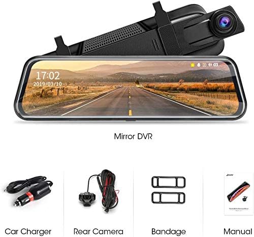 10 Mirror Dash Cam Night Vision 1080P FHD Full Touch Screen Front and Rear View Backup Camera for Cars Loop Recording Streaming Media 170°Wide Angle Parking Assistance with 10 Meters Cable