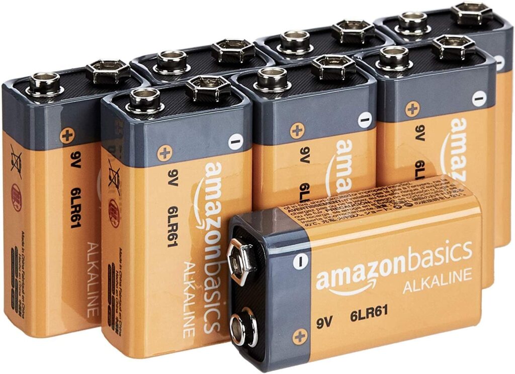 Amazon Basics 8-Pack 9 Volt Alkaline Performance All-Purpose Batteries, 5-Year Shelf Life, Packaging May Vary