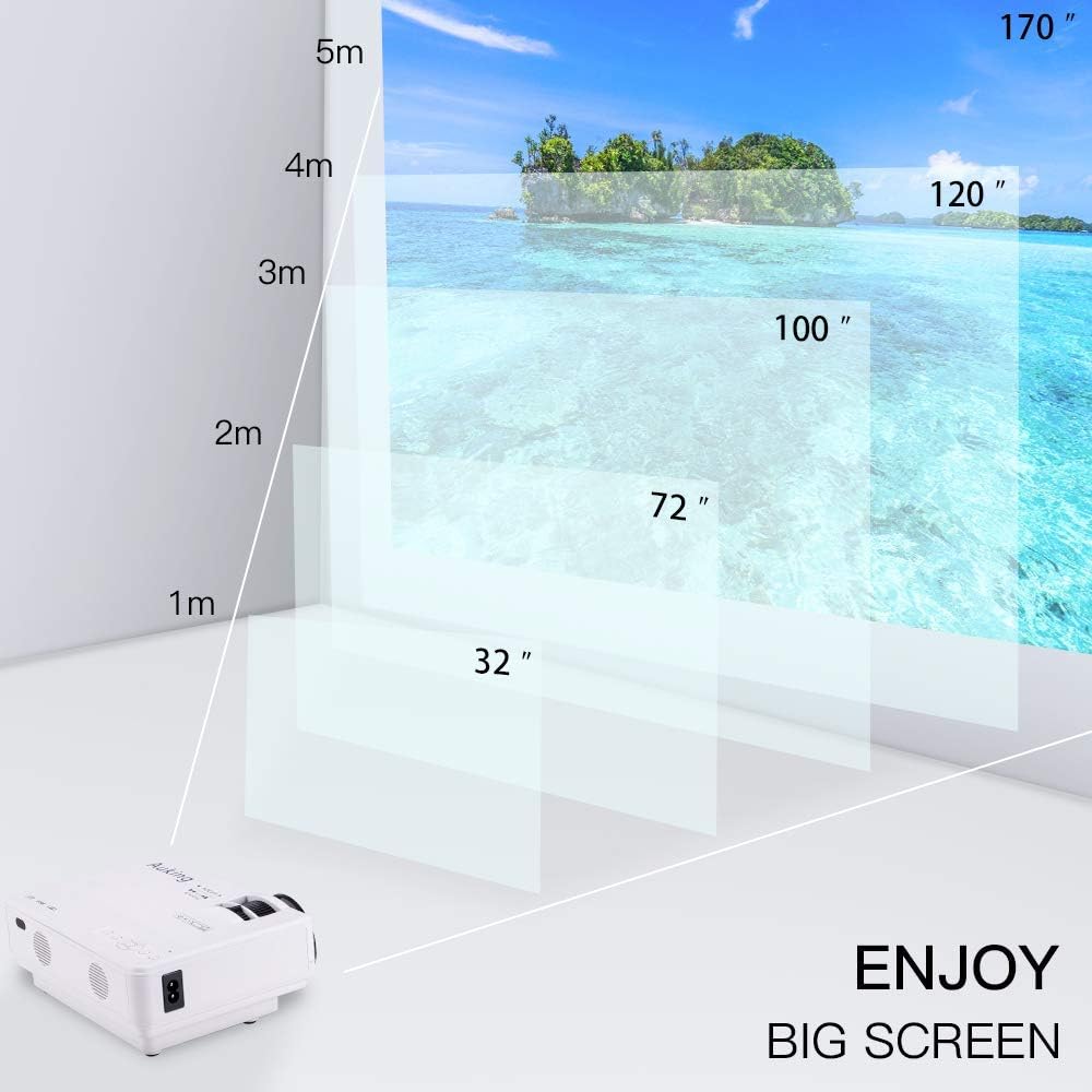 AuKing Projector, 2023 Upgraded Mini Projector, Full HD 1080P Home Theater Video Projector, Compatible with HDMI/USB/VGA/AV/Smartphone/TV Box/Laptop