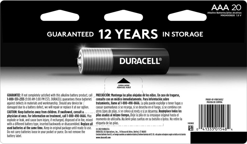 Duracell Coppertop AAA Batteries with Power Boost Ingredients, 20 Count Pack Triple A Battery with Long-lasting Power, Alkaline AAA Battery for Household and Office Devices