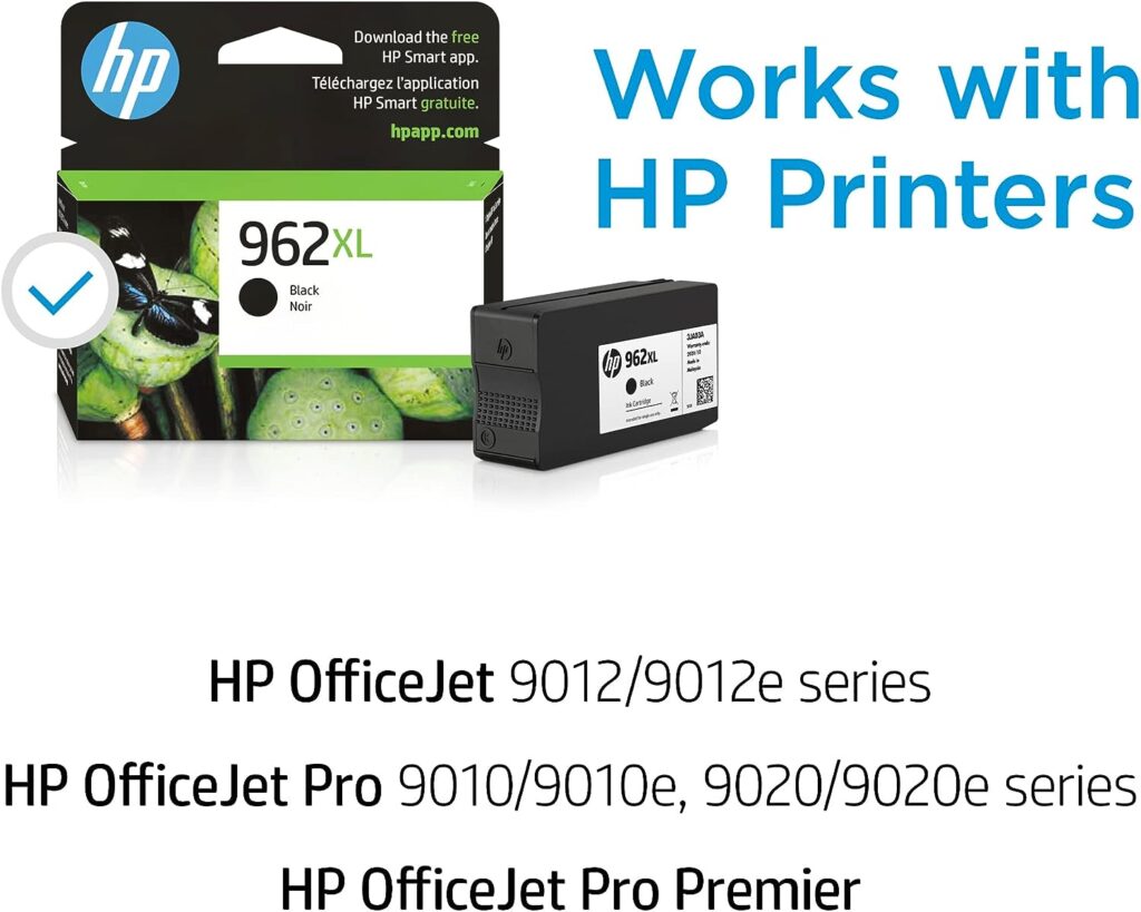 HP 962XL Black High-yield Ink Cartridge | Works with HP OfficeJet 9010 Series, HP OfficeJet Pro 9010, 9020 Series | Eligible for Instant Ink | 3JA03AN