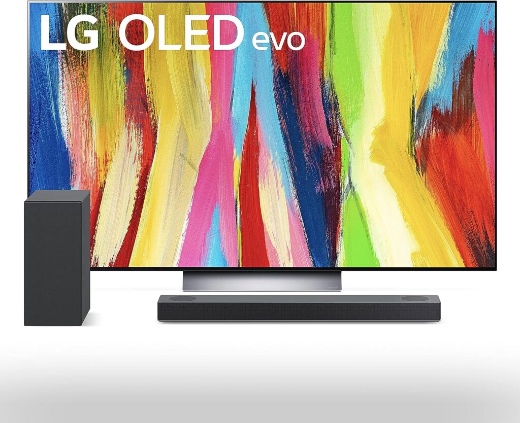 LG 65-inch Class OLED evo C2 Series 4K Smart TV with Alexa Built-in OLED65C2PUA S75Q 3.1.2ch Sound bar w/Dolby Atmos DTS:X, Hi-Res Audio, Meridian, HDMI eARC, 4K Pass Thru w/Dolby Vision