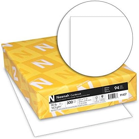 Neenah Index Cardstock, 8.5 x 11, 90 lb/163 gsm, White, Lightweight, 94 Brightness, 300 Sheets (91437)