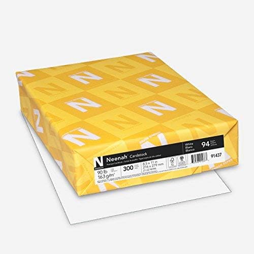 Neenah Index Cardstock, 8.5 x 11, 90 lb/163 gsm, White, Lightweight, 94 Brightness, 300 Sheets (91437)