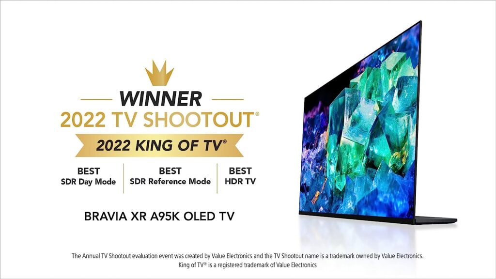 Sony 55 Inch 4K Ultra HD TV A95K Series: BRAVIA XR OLED Smart Google TV with Dolby Vision HDR,Bluetooth, Wi-Fi, USB, Ethernet, HDMI and Exclusive Features for The Playstation- 5 XR55A95K- 2022 Model