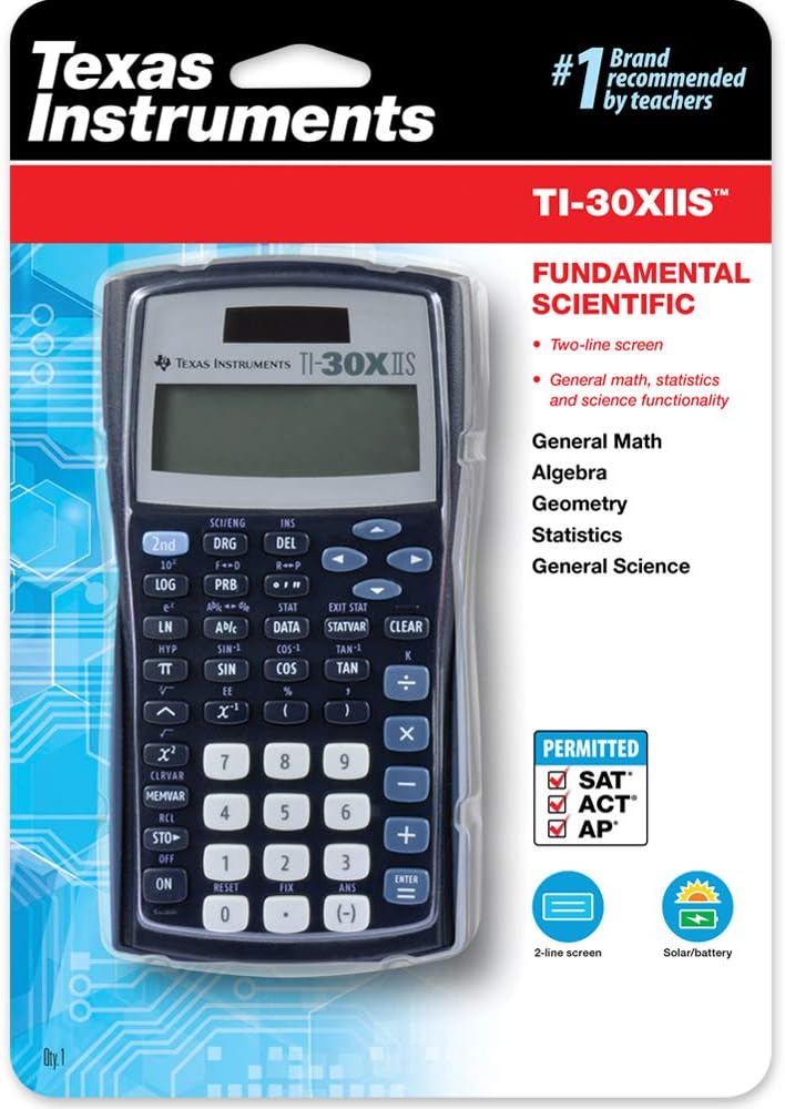 Texas Instruments TI-30XIIS Scientific Calculator, Black with Blue Accents